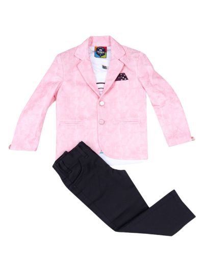 Gracecharm Boys Velvet Blazer Jacket with T-Shirt and Pant Set
