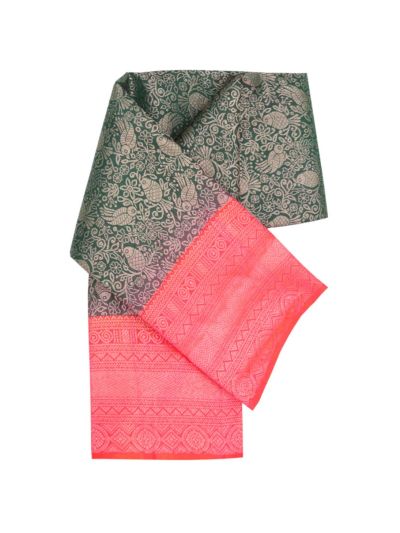Gracecharm Elegant Pure Soft Silk Floral Design Contrast Border Saree