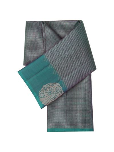 Gracecharm Elegant Pure Soft Silk Checked Design One Side Big Border Saree