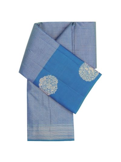 Gracecharm Elegant Pure Soft Silk Checked Design One Side Big Border Saree