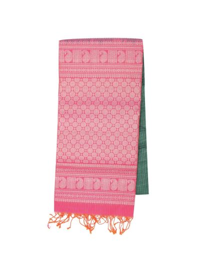 Gracecharm Elegant Pure Soft Silk Checked Design Contrast Border Saree