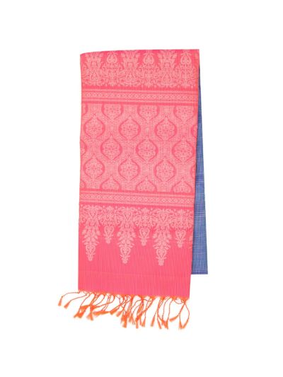 Gracecharm Elegant Pure Soft Silk Checked Design Contrast Border Saree