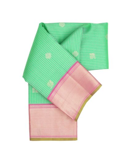 Vivaha Pure Silk Kanchipuram Wedding Jacquard Checked Butta Design with Border Saree