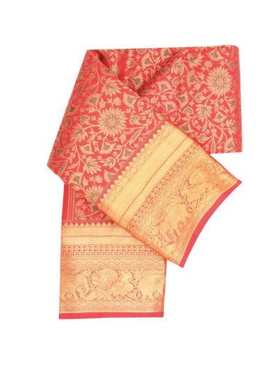 Vivaha Pure Silk Bridal Kanchipuram Jacquard Floral Motif with Zari Border Saree