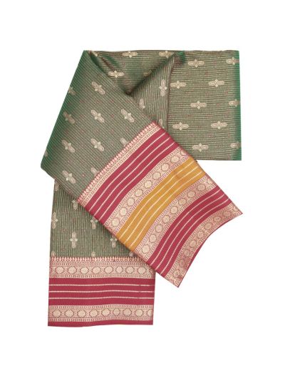 Vivaha Pure Silk Bridal Kanchipuram Striped and Butta Design Contrast Border Saree