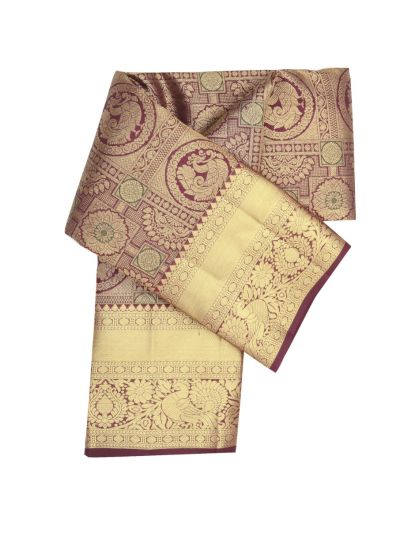 Vivaha Pure Silk Kanchipuram Wedding Jacquard Peacock Motif with Zari Border Saree