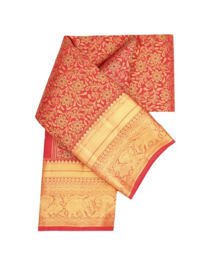 Vivaha Pure Silk Kanchipuram Wedding Jacquard Floral Motif with Zari Border Saree