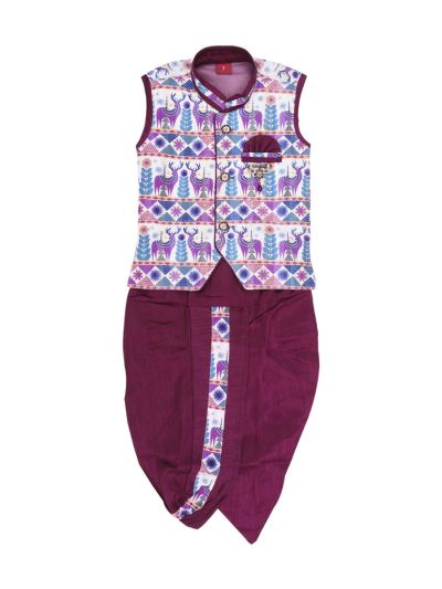EliteCharm Boys Traditional Jacket Readymade Panchakacham Set