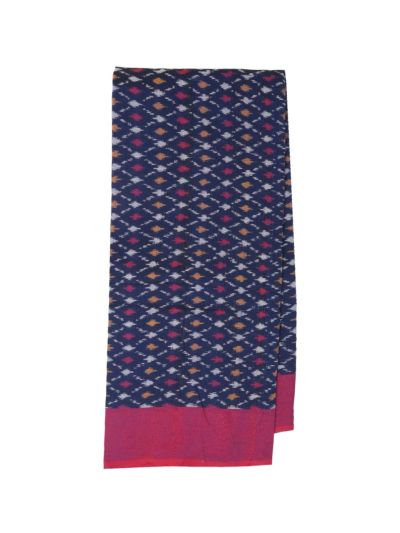 Gracecharm Pochampally Cotton Ikat Geometric Design with Border Saree