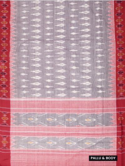 Gracecharm Pochampally Cotton Ikat Butta Design with Border Saree
