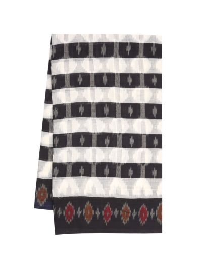 Gracecharm Pochampally Cotton Ikat Butta Design with Border Saree