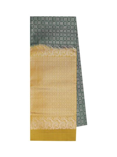 Gracecharm Elegant Pure Soft Silk Geometric Checked Design Contrast Border Saree