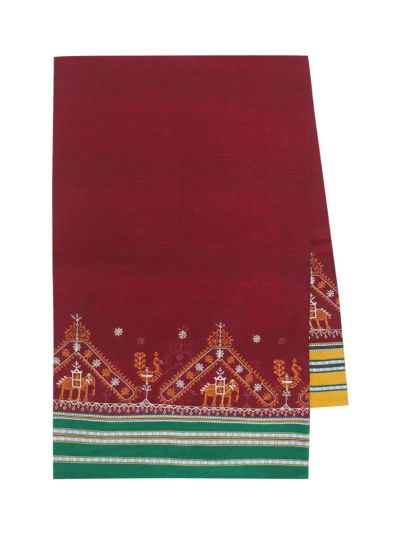 Gracecharm Banahatti Cotton Plain Contrast Border Saree