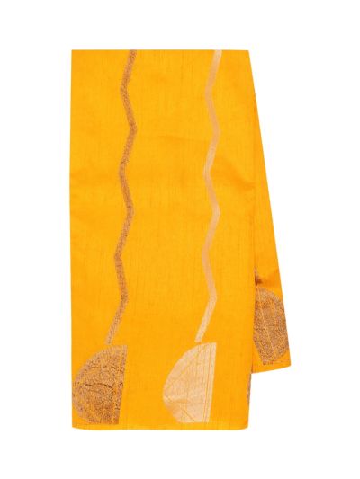 Gracecharm Semi Georgette Half Circle Motif Saree with Zigzag Stripe Design