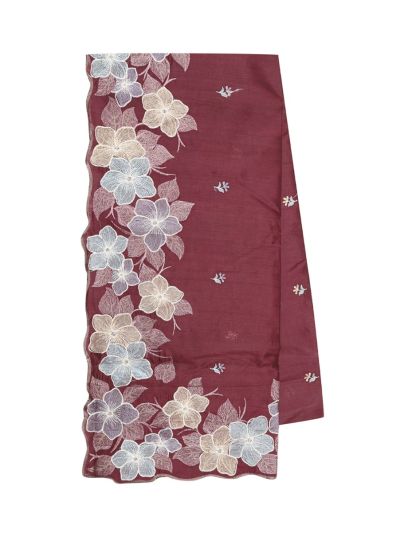 Gracecharm Semi Tussar Floral Embroidered Border Saree with Small Floral Buttas
