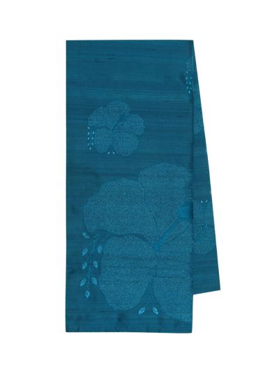 Gracecharm Semi Tussar Floral Embroidered Saree with Large Floral Pallu Design