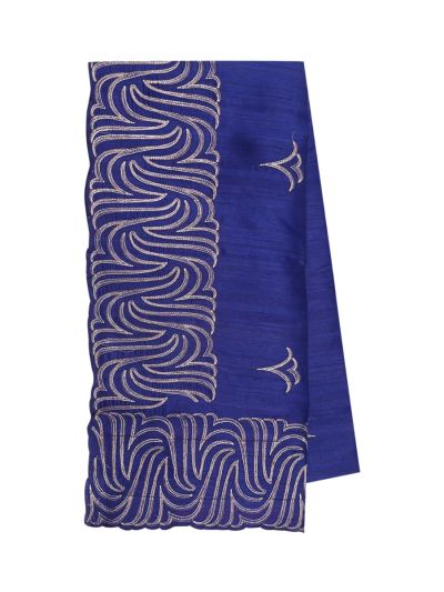 Gracecharm Semi Tussar Wave Border Saree with Curved Leaf Butta Design