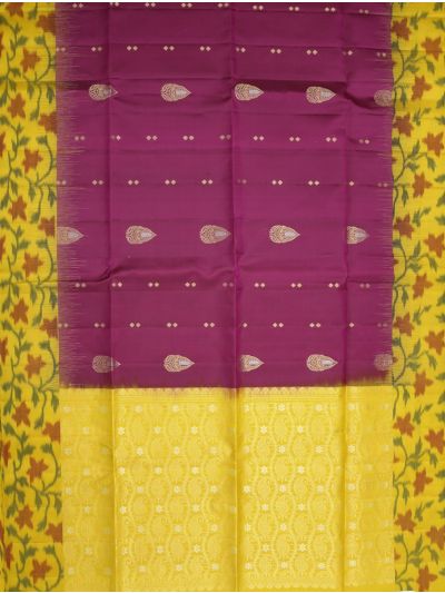 Gracecharm Pure Soft Silk Butta Design Contrast Ikat Border Saree