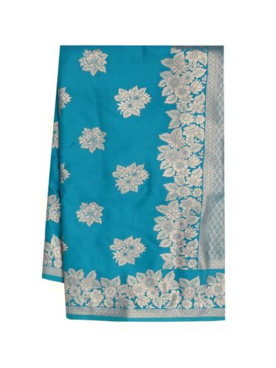Gracecharm Shot Silk Floral Leaf Butta Design with Floral Border Saree