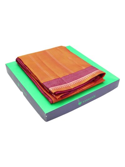 Kanmanie Soft Silk Striped Butta with 6 Inch Jacquard Border Saree