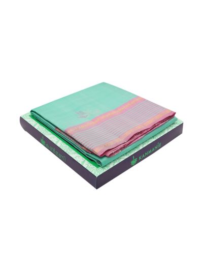 Kanmanie Soft Silk Paisley Butta Design with 5 Inch Zari Lines Border Saree