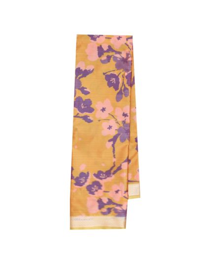 Gracecharm Art Soft Silk Cherry Blossom Floral Print Border Saree