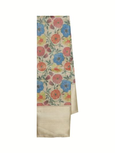 Gracecharm Art Soft Silk Botanical Floral Jaal with Self Pallu Saree