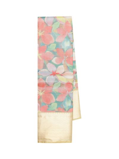 Gracecharm Art Soft Silk Frangipani Floral Jaal with Broad Border Saree