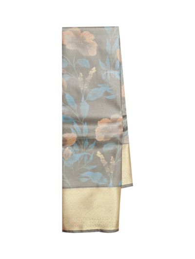 Gracecharm Art Soft Silk Poppy Floral Vine with Rosette Pallu Saree