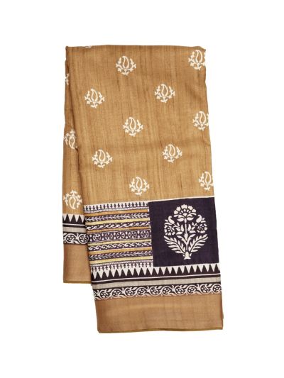 Gracecharm Semi Tussar Butta with Tribal Border Saree