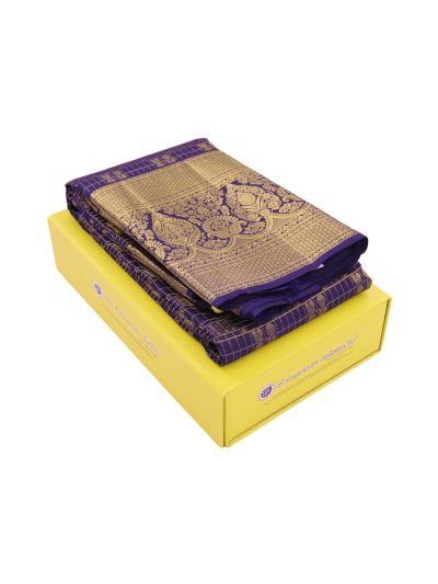 Gracecharm Pure Silk Annapakshi Floral Check Lattice Pallu Zari Saree