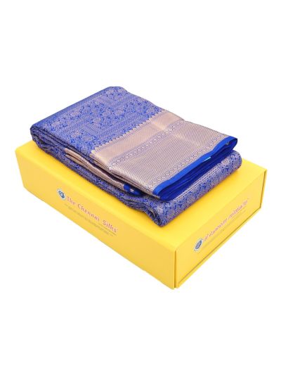 Gracecharm Pure Silk Floral Medallion Grid Diamond Jaal Zari Border Saree