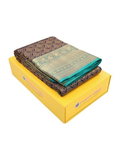 Gracecharm Pure Silk Floral Vase Jaal Zari Border Diamond Pallu Saree
