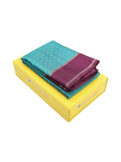 Gracecharm Pure Soft Silk Floral Check with Contrast Border Saree