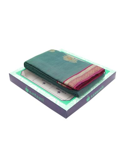 Kanmanie Silk Cotton Lotus Bud Butta with 2 Inch Jacquard Border Saree
