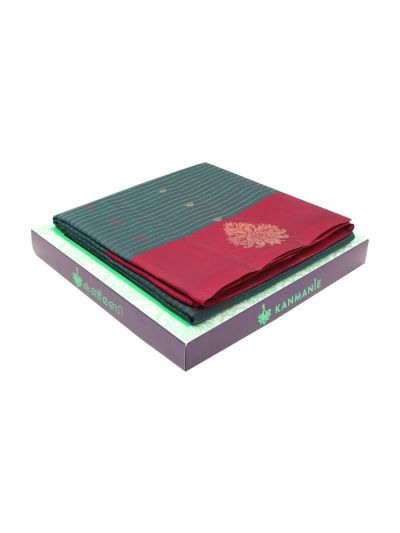 Kanmanie Soft Silk Zari Warp Lines Butta with 5 Inch Asthiri Border Saree