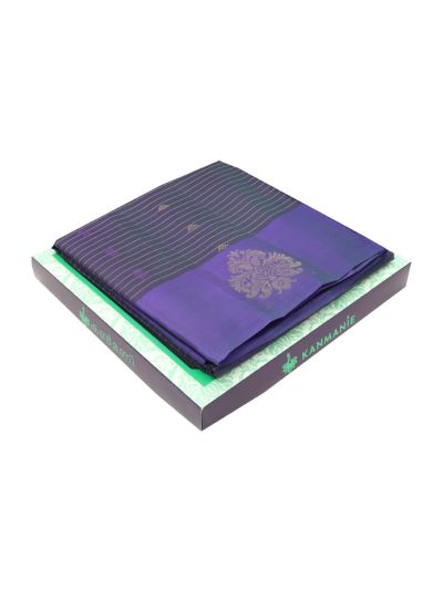 Kanmanie Soft Silk Zari Warp Line Butta with 5 Inch Asthiri Border Saree