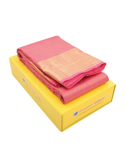 Gracecharm Pure Silk Floral Medallion Jaal Diamond Pallu Wide Zari Border Saree
