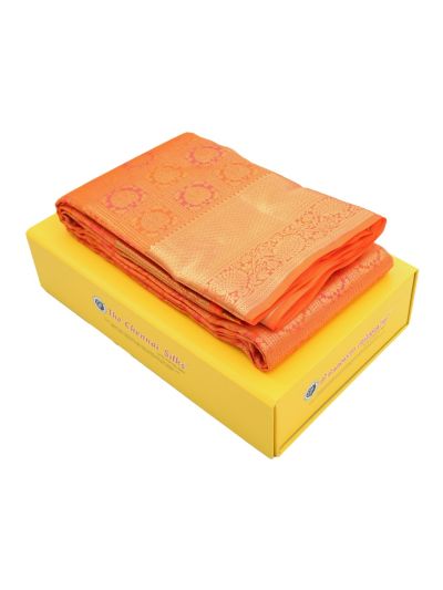 Gracecharm Pure Silk Floral Medallion Check Diagonal Pallu Zari Border Saree