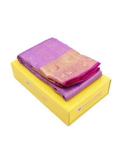Gracecharm Pure Silk Floral Medallion Checks Elephant Paisley Zari Border Saree