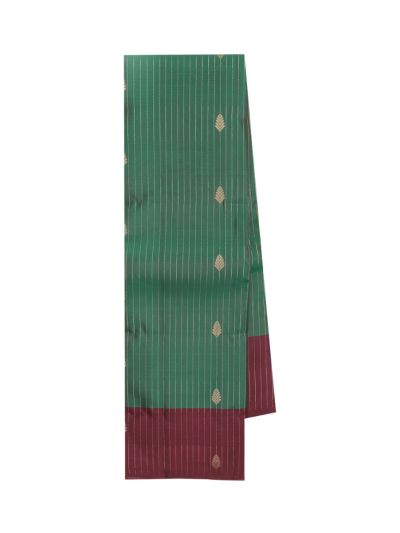 Gracecharm Gift Art Silk Leaf Butta Pinstripe with Contrast Border Saree