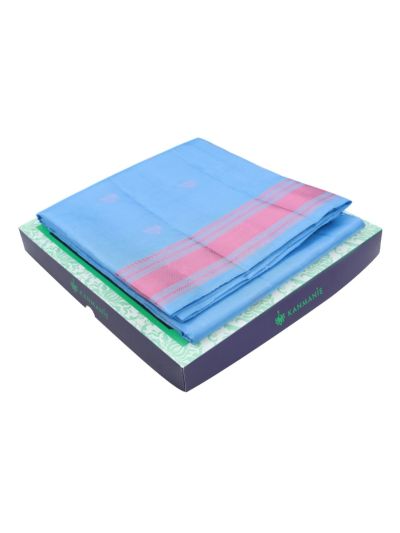 Kanmanie Soft Silk Leaf Butta 3 Inch Jacquard Border Saree