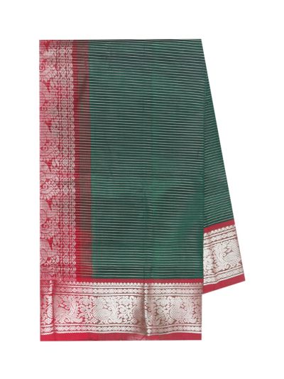 Gracecharm Silk Cotton Pin Stripe Contrast Border Saree