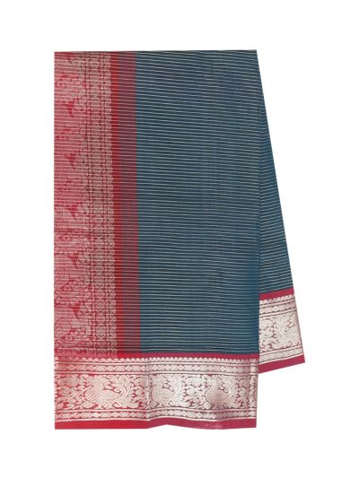 Gracecharm Silk Cotton Pin Stripe Contrast Border Saree