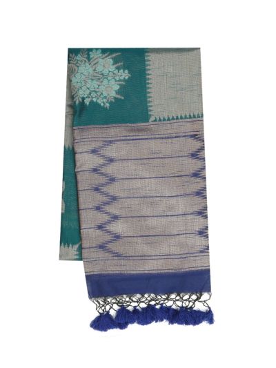 Gracecharm Kota Tussar Floral Bouquet Check Serrated Zigzag Pallu Saree