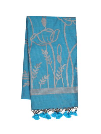Gracecharm Kota Linen Poppy Floral Meadow Border Saree