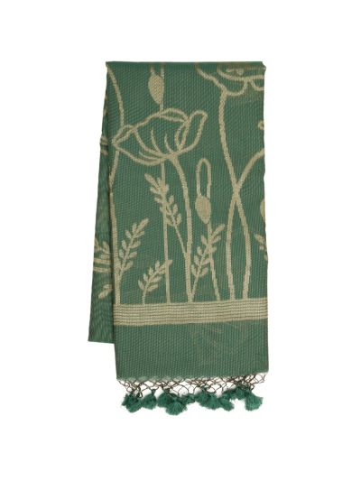 Gracecharm Kota Tussar Poppy Floral Motif Garden Pallu Saree