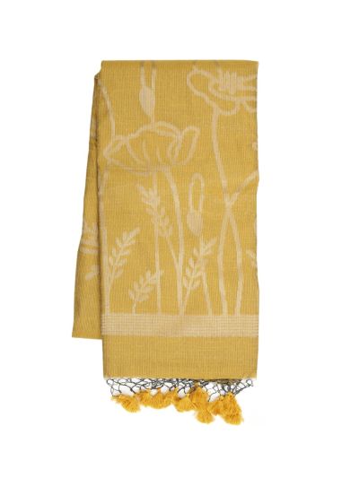 Gracecharm Kota Linen Poppy Floral Motif Garden Pallu Saree
