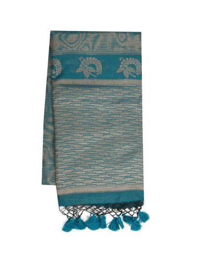 Gracecharm Kota Tussar Contour Jaal Floral Border Broken-Line Pallu Saree