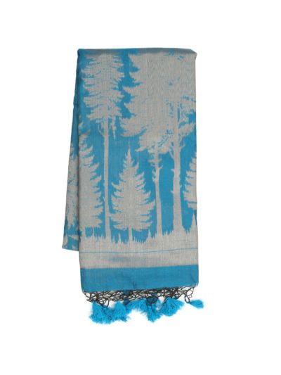 Gracecharm Kota Linen Pine Tree Motif Forest Landscape Pallu Saree